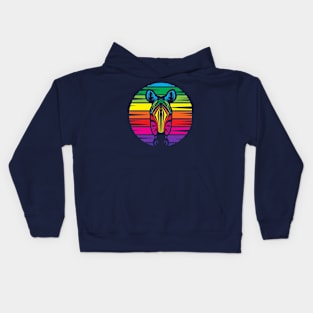 Rainbow zebra. Cheerful bright motley zebra Kids Hoodie